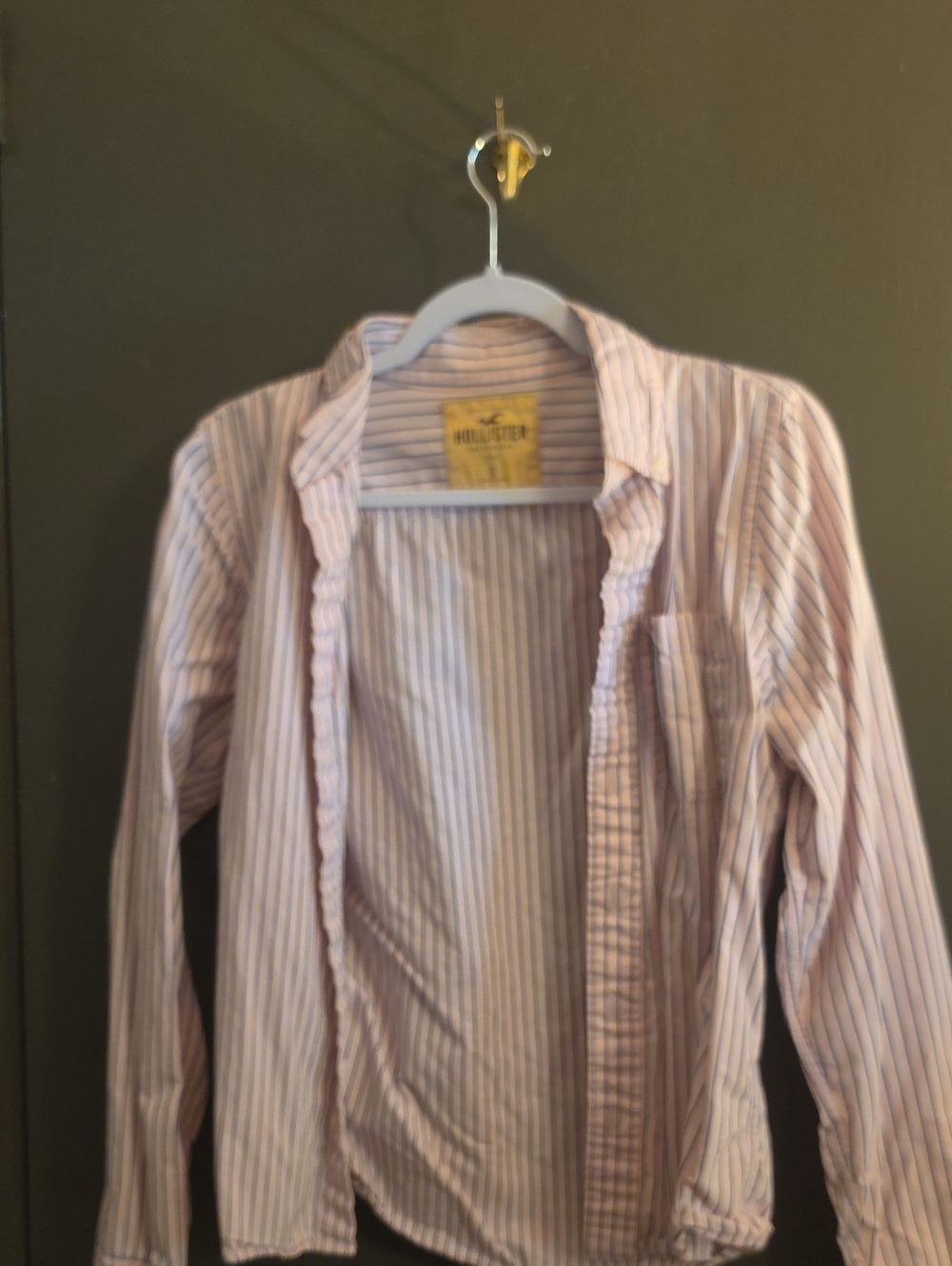 Hollister Kids Pink & White Thin-Striped Button Down Shirt